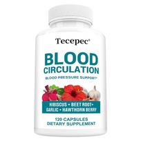 Herbs Capsules, Hibiscus Beet Root Garlic Hawthorn Berry CoQ10 Herbal Blend, 120 Capsules Dietary Supplement 120 Capsules