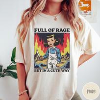 Full of Rage But In a Cute Way T-Shirt, Funny Retro Mental Health Shirt, Graphic Tee, Funny Women's Aesthetic Tshirt 2XL beige