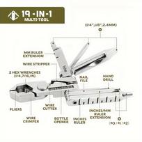 Micro-Max 19-in-1 & 6-in-1 Stainless Steel Folding Multi-Tool Pliers with Keychain - Heavy-Duty EDC Pocket Repair Kit, 19/6-in-1 C