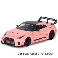 1:24 GTR CSR2 R34 Model Sports Car Toys Alloy Diecast Miniature Supercars Sound Light Doors Opened Pull Back Ornament Boys Gifts pink