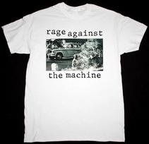 RAGE AGAINST THE MACHINE NEW WHITE T-SHIRT L white