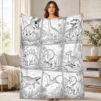 Dinozaurų spalvinimo puslapis koralinis vilnos pledas 75cm*90cm white