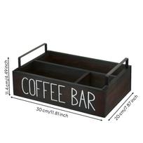 Wooden Coffee Bar Organizer Compact Pod Storage Box Multifunctional for Countertop, black