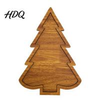 Solid Wood Appetizer Platter Christmas Tree And Elk Serving Tray Durable Partitioned Charcuterie Board Food A