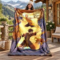 Avatar The Last Airbender Custom Name Flannel Blanket Personalized Soft Warm Plush Throw Blanket Customized Gift for Family Friends 80cmx120cm beige