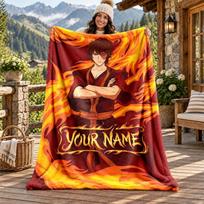 Avatar The Last Airbender Custom Name Flannel Blanket Personalized Soft Warm Plush Throw Blanket Customized Gift for Family Friends 100cmx150cm