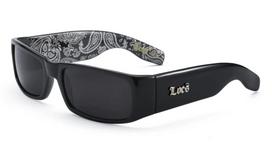 Locs Men's Hardcore Wrap-Around Sunglasses with Bandana Print Inside, Black - Black - Black, M gray