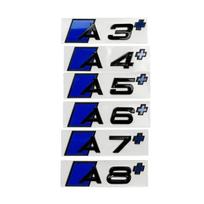 ABS for Audi A3 A4 A5 A6 A7 A8 Car Letter Stickers Trunk Emblem Rear Badge Auto Body Side Decal Refitting Decoration Accessories A8 plus sign white