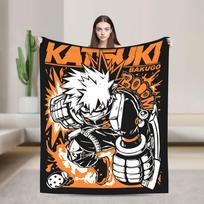 Katsuki Bakugo Blanket Fleece Spring/Autumn   Multifunction Ultra-Soft Throw Blanket for Bedding Bedroom Plush Thin Quilt 75X95CM orange