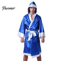 Vyriškas ilgomis rankovėmis diržu per juosmenį varžybų treniruočių Muay Thai bokso chalatas uniforma XL