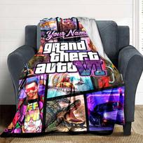 Gta Personalized Text Blanket Lightweight Customizable Blanket Soft Warm Cozy Throw For Home Decor Bedding Bed Livingroom Four Seasons Multipurpose 80cmx120cm black