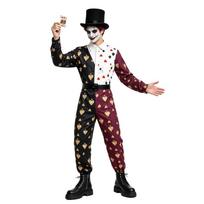 Playing Card Print Jumpsuit Halloween Circus Carnival Party Costume With Matching Belt XXL black