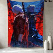 Devil May Cry Wall Tapestry Aesthetic Wall Hanging Printed Fabric Blanket Decorative Tapestries For Bedroom Living Room Home Decor 100cm x 150cm red