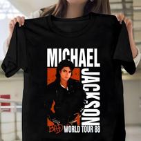 Michael Jackson Bad Tour 88 Classic Unisex T Shirt Vintage Boxy Memorial T-shirt L white