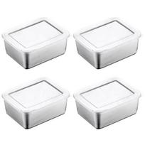 1/2/3/4/5/6/8 vnt. Maisto laikymo indų rinkinys Pietų dėžutė Nerūdijančio plieno Sukraunami Užkandžių indai 4pcs white