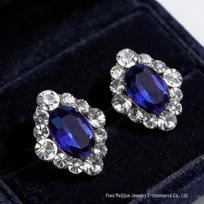 2025 Elegant Sapphire Blue Geometric Women's Ear Cuff Earrings Standard blue