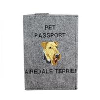 Airedale Terrier, Bingley Terrier - Dog passport case, document case, gift for the traveller from the Art-Dog brand pilka spalva