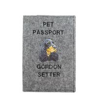 Gordon setter - Dog passport case, document case, gift for the traveller from the Art-Dog brand pilka spalva