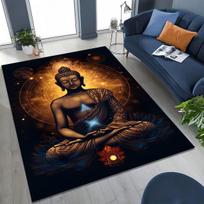 Faith Solemn Buddha Sakyamuni Flower Rug Carpet for Bedroom Living Room Sofa Home Doormat Decor,Kid Play Non-slip Floor Mat Gift 40x60cm( 15x23in ) brown