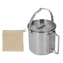 Stainless Steel Portable Teapot With Foldable Handle Outdoor Cookware Camping Kettle  Picnic sidabras