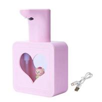 Sieninis automatinis muilo dozatorius 400ML Bekontaktis infraraudonųjų spindulių jutiklis Indų ploviklio indelis USB įkraunamas virtuvės vonios rankų muilo skystas siurblys rožinė