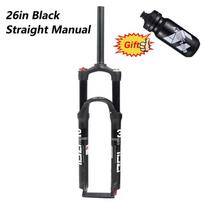 BOLANY MTB Bike Fork Dual Air damping Mtb suspension Straight Tube 26 27.5 29 inch Magnesium Alloy Quick Release 100mm 26 SM-B black