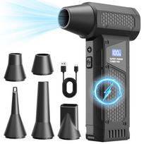 2026 Didelės galios purškiamasis džiovintuvas Mini turbo ventiliatorius Elektrinis oro pūstuvas Belaidis kompiuterio klaviatūros valiklis Automobilio džiovinimas 2600mAh LED ekranas black