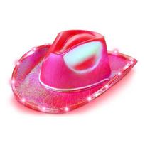 Luminous Carnival Party Colorful Cowboy Hat Western Style Led Glowing Bowler Hat Dazzle Hat With Lights For Halloween Christmas pink