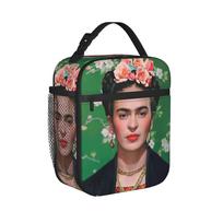 Fridas Mexican Artist Kahloo Insulated Lunch Bag Cooler Bag Reusable,Lunch Container  Leakproof Lunch Box Tote Food Handbags One Size black