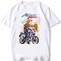 Africa Twin CRF 1100 Adventure Riding T Shirt Men Short Sleeve Man Motorcycle Rider T-Shirt Hip L white