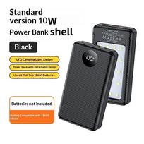 1Pcs Dual Usb Type C Charge Shell 6*18650 Power Bank Battery Box Holder With Camping Lights For Phone 18650 Battery Cases Black C gray