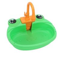 Funny Cartoon Frog Play Kitchen Sink Electric Powered Tap Water Feature Electric Faucet Toy Water Play Toy Kitchen Play Toy žalia