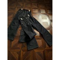 Mens Classic Dark Blue Raw Denim Jeans 13.5oz Hand-Sewn Stitching Flared Cut Streetwear Style Small brown