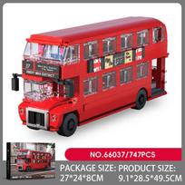 745 VNT. Britiškas Retro Dviaukštis Autobusas Statybiniai Blokeliai Miesto Ekskursinis Autobusas Modelis Plytos Darbalaukio Dekoracija Žaislai Vaikams Šventinės Dovanos gray