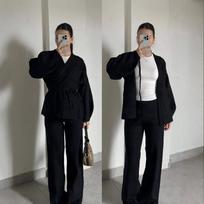 2025 Autumn Knit Cardigan & Wide-Leg Pants Set – European & American Fashion L juoda