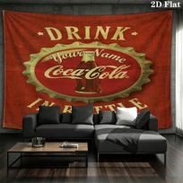 Coca Cola Bottle Cap Custom Name Wall Tapestry Aesthetic Wall Hanging Printed Fabric Blanket Decorative Tapestries For Bedroom Living Room Home Decor 130cm x 150cm