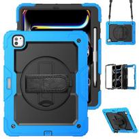 Kickstand Shockproof Case For iPad Pro 11 12.9 13 Cover iPad Air 4 5 10.9 10th 11th A16 +Screen Protector+Shoulder Belt iPad 10th Gen 10.9 blue