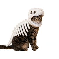 GlowIng Dinosaur Skeleton Dog Cats Costume Plush Halloween Pet Hood Outfit S balta