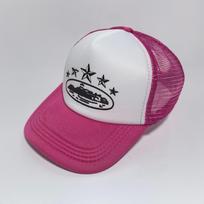 American Trendy Trucker Cap with Summer Print Sun-Protective Baseball Cap, Street Fashion Trendy Mesh Cap Baseball Cap with brim pink