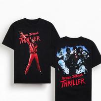 Michael Jackson Thriller Cotton T Shirt Unisex Men's and Women's High Quality Y2K Streetwear Casual Short Sleeve Tops L white