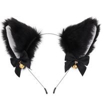 Saldus katės ausų lankelis pliušinis Cosplay plaukų lankelis plaukų aksesuaras pliušinis katės ausų lankelis Cosplay Style 2 black