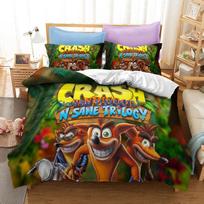 Cartoon Crash Bandicoot 3d Luxury Bedding Set Duvet Cover Set 3D Print Comforter Cover Bedclothes for Boy Girl Sets Decor Child 120x150cm black
