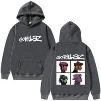 Rock Grupė Gorillaz Albumo Demon Days Grafinis Džemperis Vyrams Moterims Hip Hop Alternatyvus Vintažinis Didelio Dydžio Puloveris su Gobtuvu S black