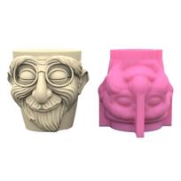 Silicone Molds Flower Pot Epoxy Resin Mold Old Man Castings Molds Succulent Planter Vase Cactus Mold DIY Clay Mould pink