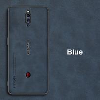 Prabangus PU odos dėklas Nubia Red Magic 5G 5S telefonui, matinio silikono smūgiams atsparus apsauginis dėklas RedMagic 5G 5S telefonui, Coque For Red Magic 5S mėlyna