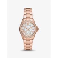 Michael Kors Mini Everest Pavé Rose Gold-Tone Watch MK7364 rožinio aukso spalvos