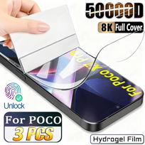 3 vnt. pilnas hidrogelio apsauginis stiklas POCO X7 Pro X6 X5 X4 Ultra F6 F5 F4 C85 C75 ekranui Hydrogel Film&Poco C40