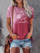 Dandelion Letter Print Women's Short Sleeve T-shirt - Spring/Summer Collection XL