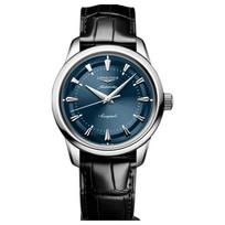 LONGINES Concas Replica Series Automatic Mechanical Movement 50 Meters Waterproof Blue Dial Stainless Steel Case Alligator Leather Strap L1.649.4.92.2 mėlyna
