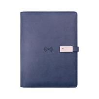 A5 bevielio įkrovimo užrašinė: Verslo planuoklis ir susitikimų užrašų tvarkyklė 8000mAh + Wireless Charging + 8GB mėlyna